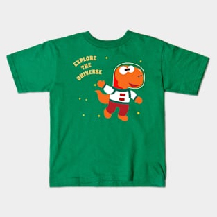 Funny dinosaur in space. Dinosaur in outer space Kids T-Shirt